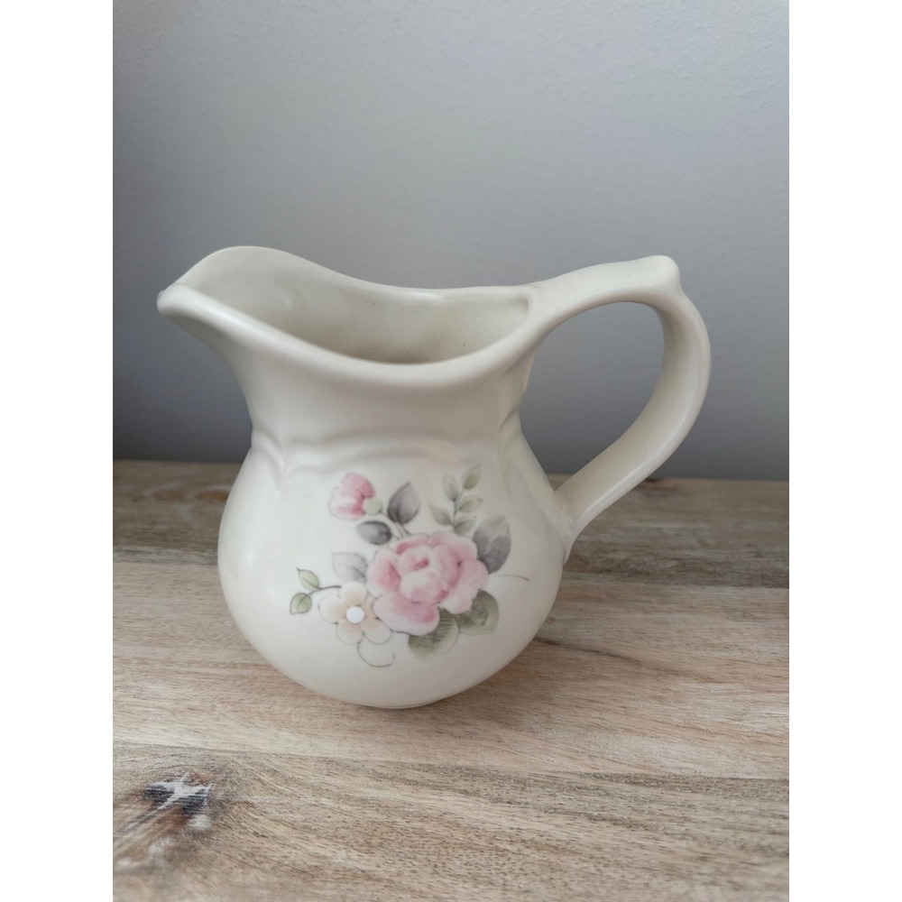 Vintage Avon Pink Rose Floral Ceramic Mini Pitcher Cottagecore Farmhouse Decor